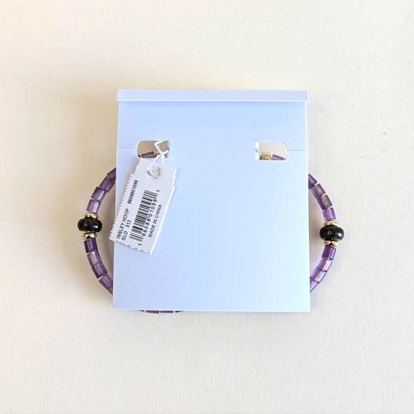 Kendra Scott Insley Genuine Amethyst Beaded Open Hoop Earrings - Picture 6 of 10